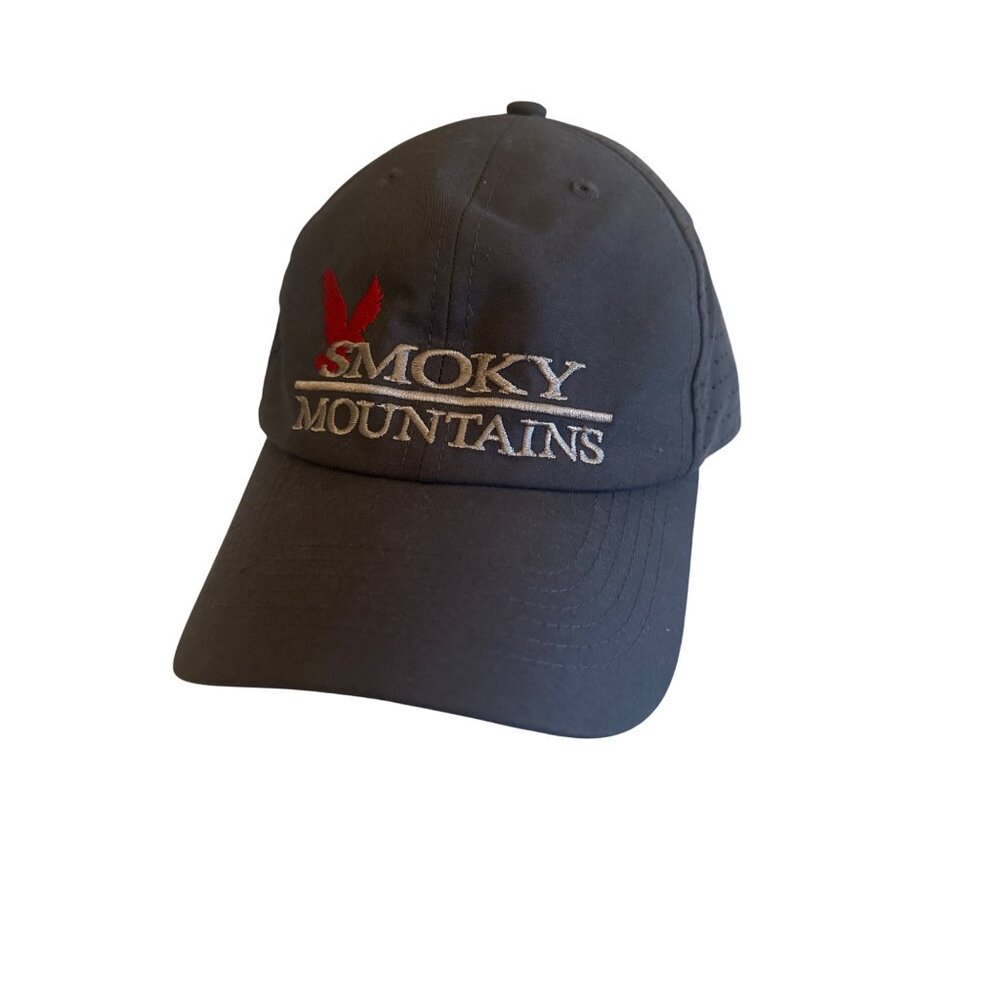 Smoky Mountains Adjustable Black Cap J Hats  Embroidered Design Adult Size